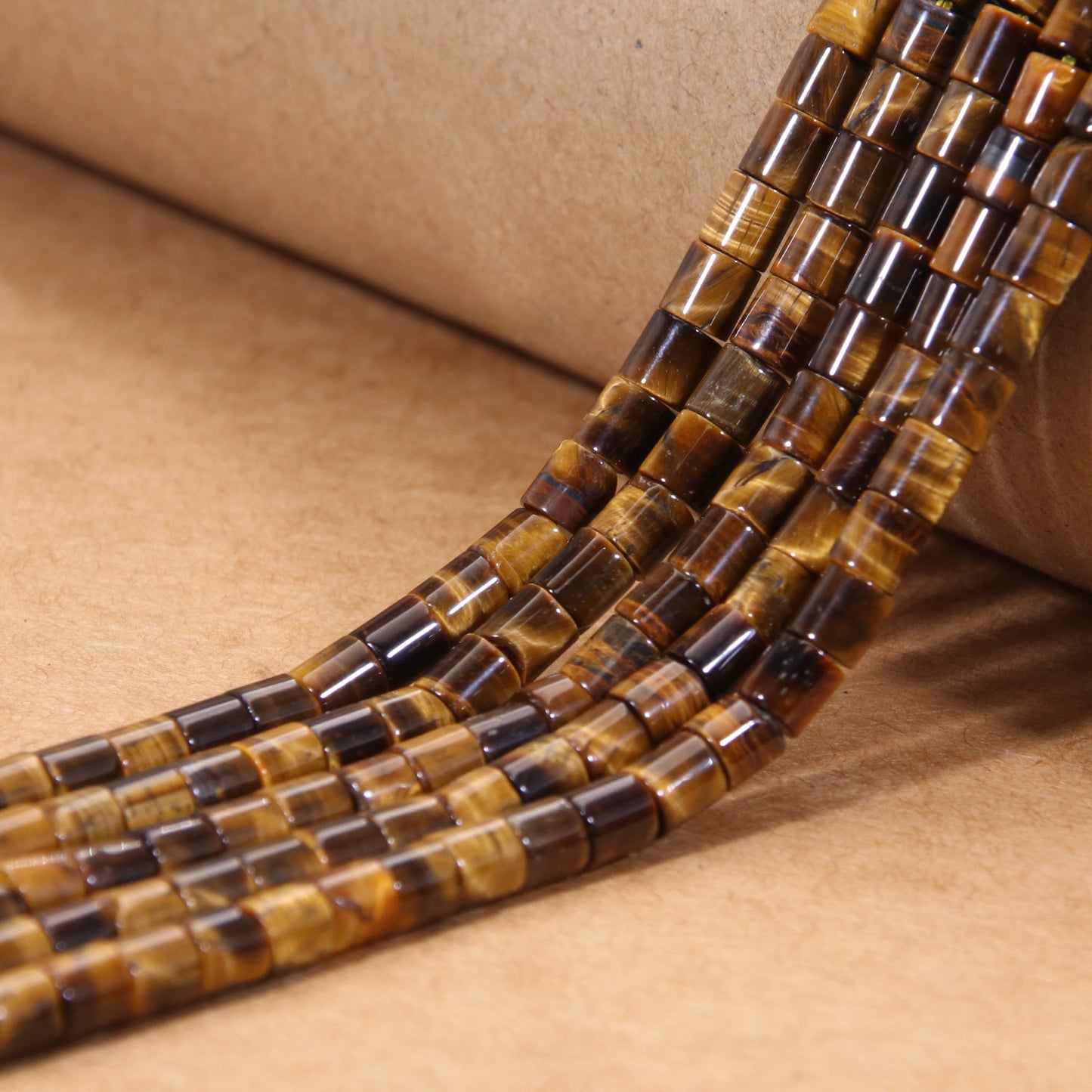 Unique Tiger Eye Columnar Gemstone Beads - Semi-Precious DIY Craft Essentials