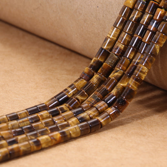 Unique Tiger Eye Columnar Gemstone Beads - Semi-Precious DIY Craft Essentials