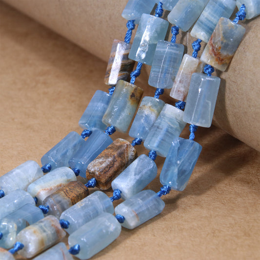 Blue Calcite Tube Gemstone Beads - Natural Beads for DIY Jewelry Making | Diyprosupply