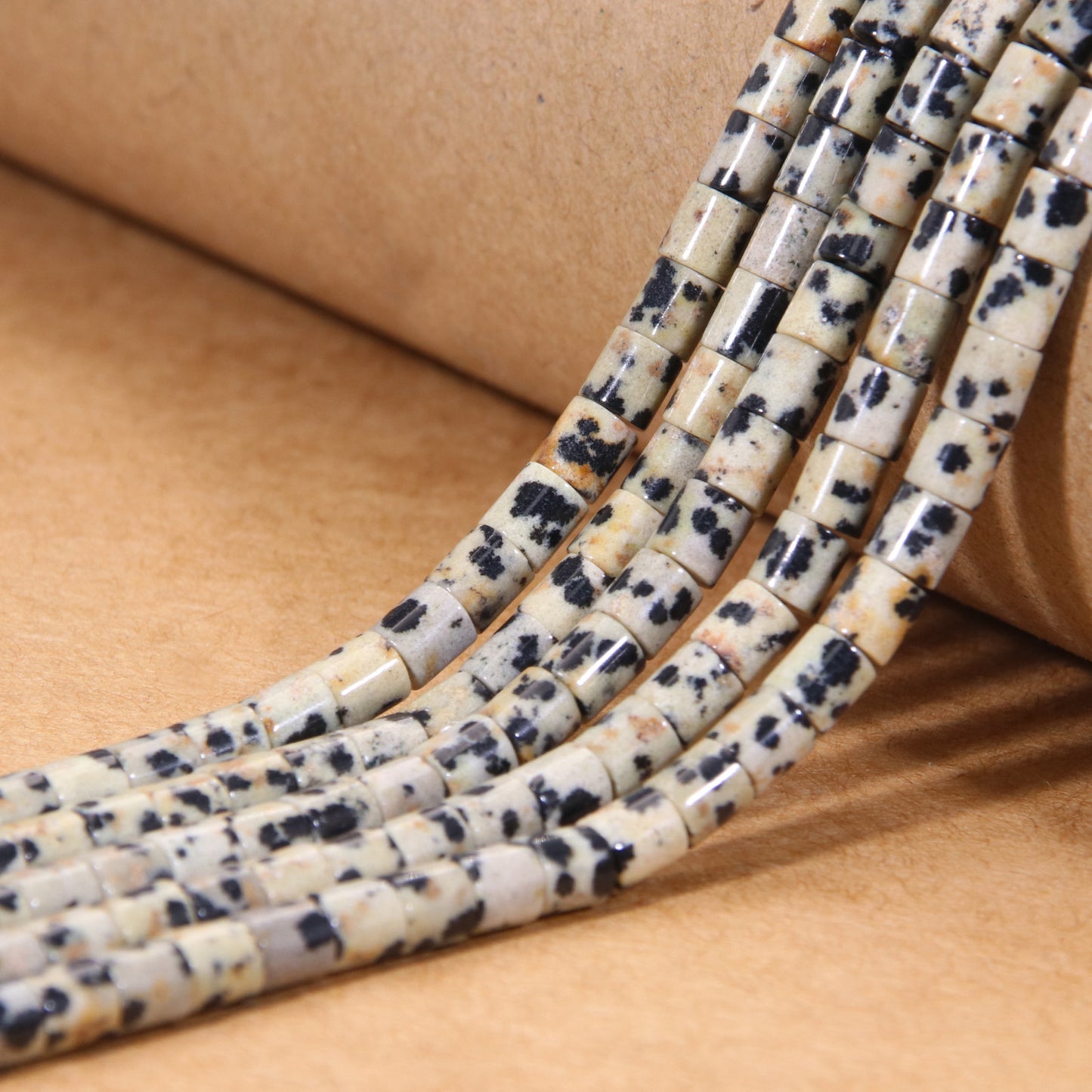 Premium Spotted Stone Cylinder Beads - Unique Pattern Crystal Craft Beads for Artisan Jewelry