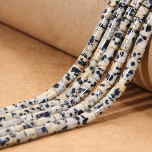 Premium Spotted Stone Cylinder Beads - Unique Pattern Crystal Craft Beads for Artisan Jewelry