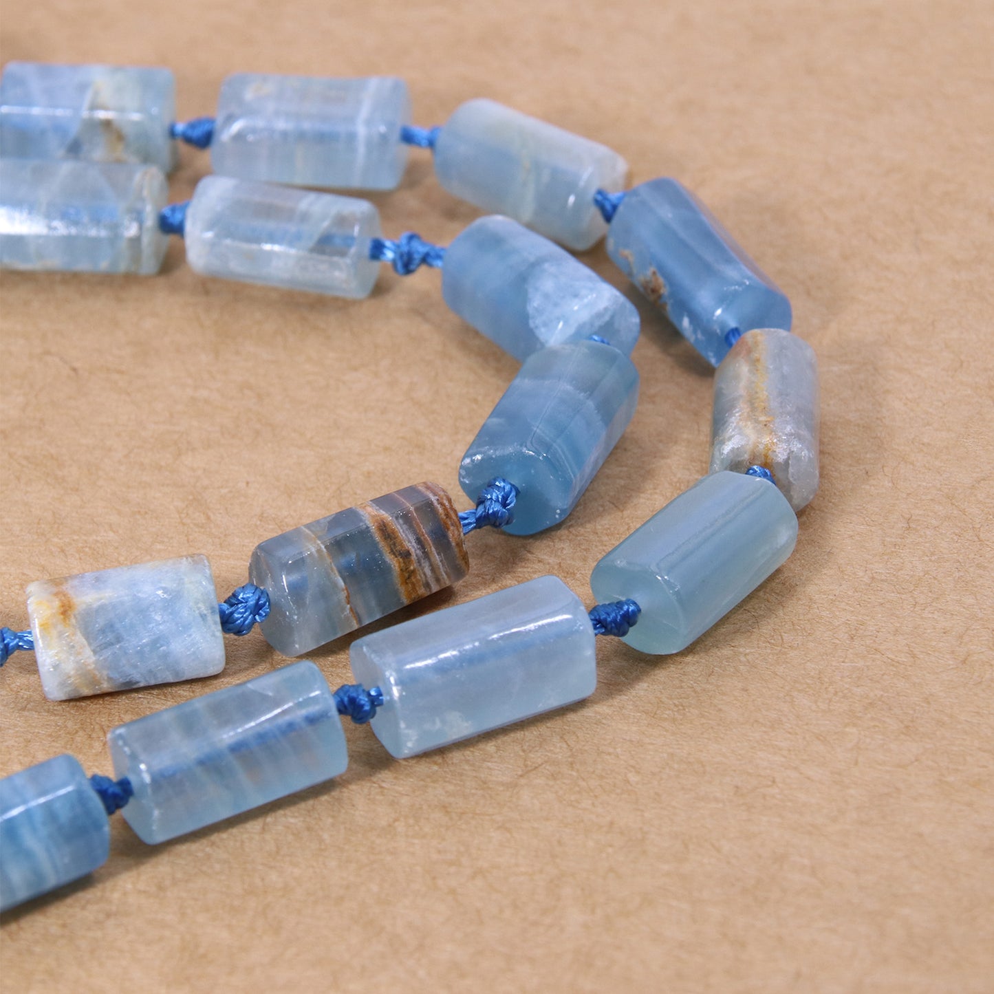 Blue Calcite Tube Gemstone Beads - Natural Beads for DIY Jewelry Making | Diyprosupply