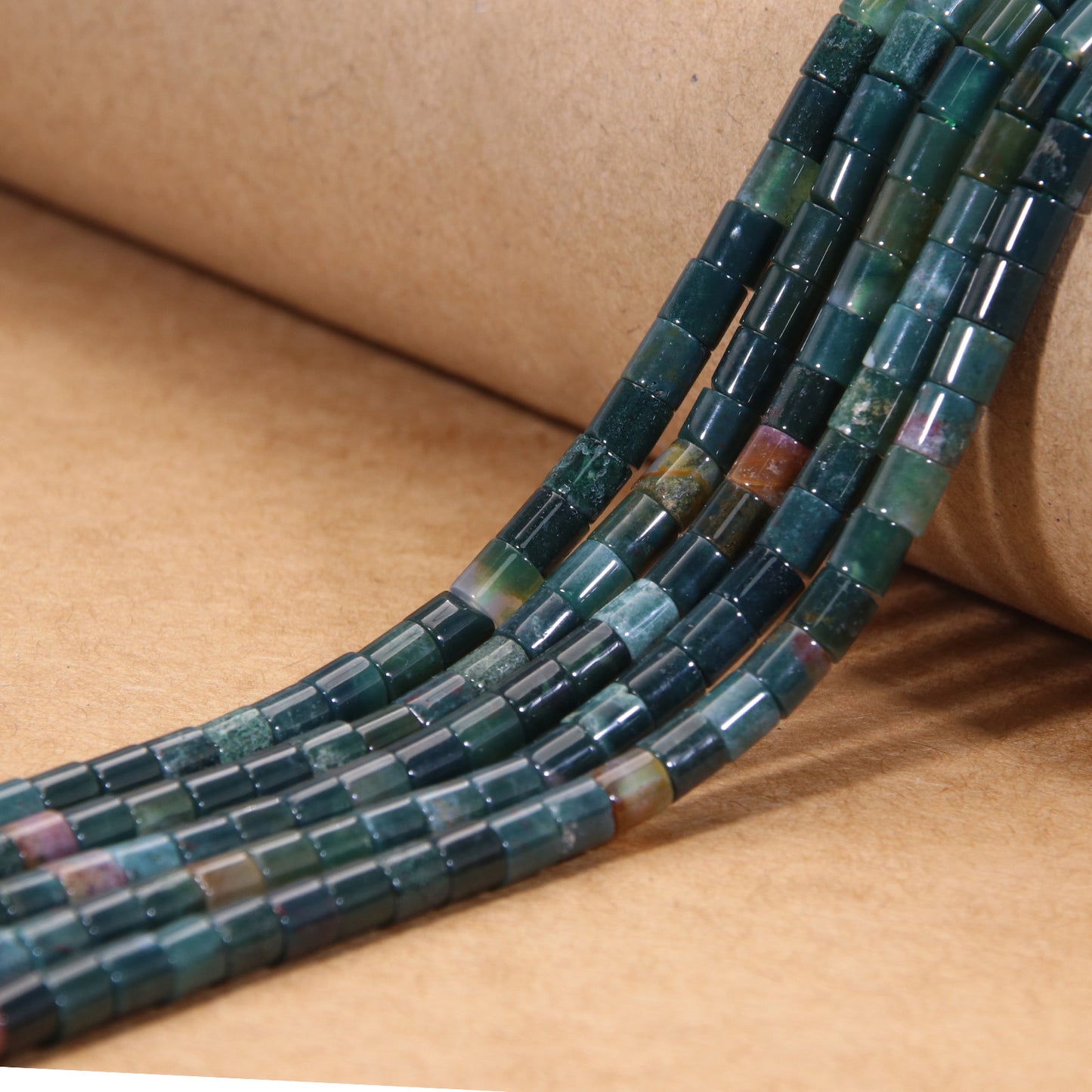 Vibrant Ocean Agate Columnar Beads - Natural Multicolor Gemstone DIY Jewelry Supplies