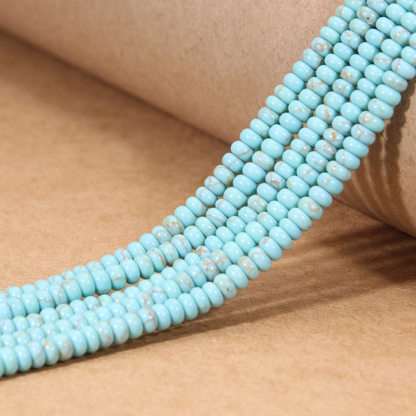 Vibrant Synthetic Turquoise Rondelle Beads - Sky-Blue Disc Beads for DIY Jewelry Making