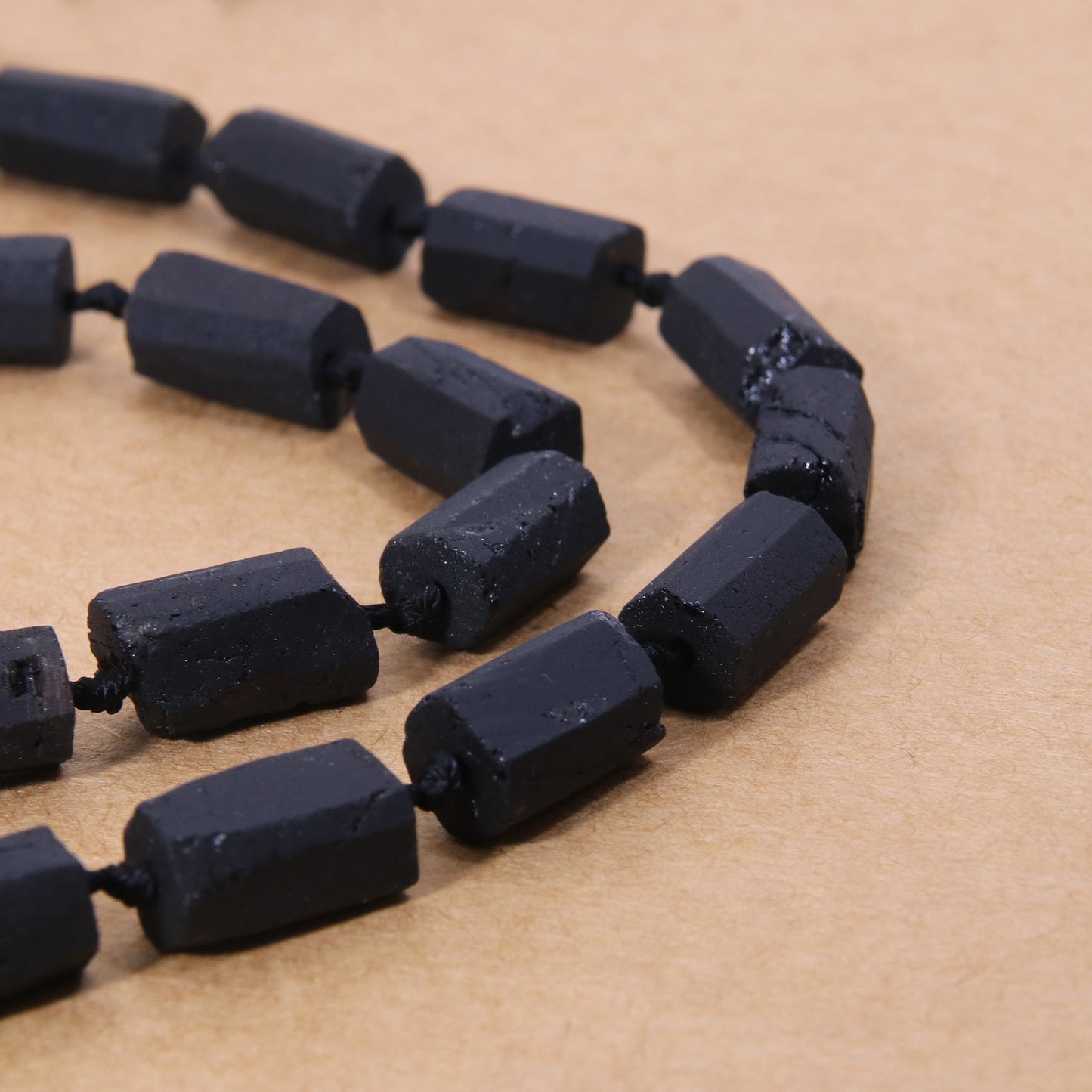 Raw Black Tourmaline Tube Beads - Natural Crystal Energy Jewelry Supplies