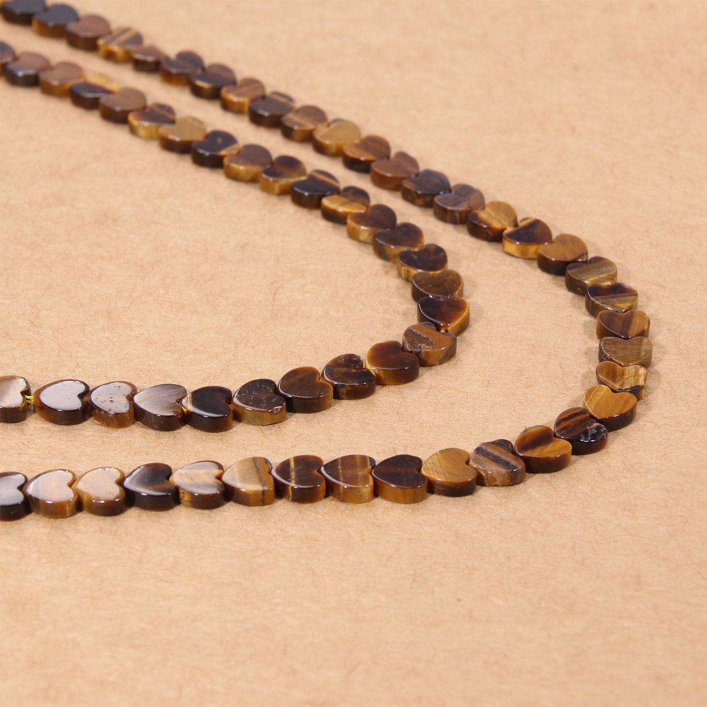 Premium Tiger's Eye Heart Beads - Bold Striped Crystal Craft Beads for Artisan Jewelry
