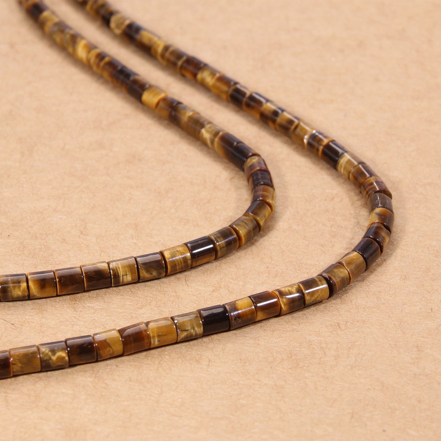 Unique Tiger Eye Columnar Gemstone Beads - Semi-Precious DIY Craft Essentials