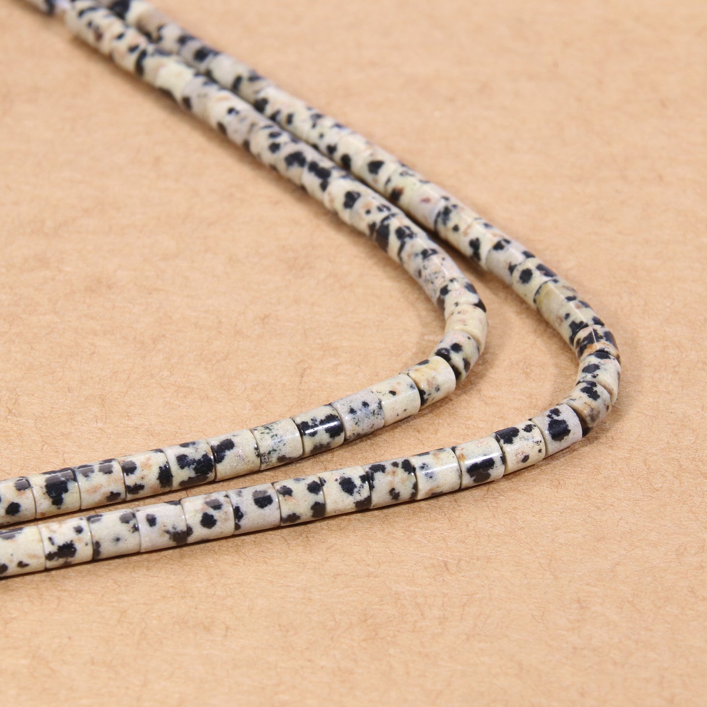 Premium Spotted Stone Cylinder Beads - Unique Pattern Crystal Craft Beads for Artisan Jewelry