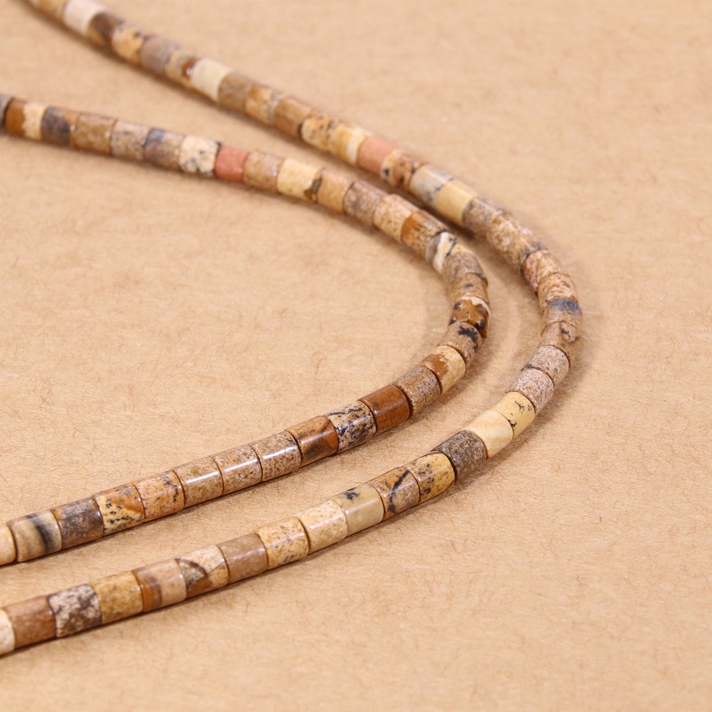 Eye-Catching Pictured Stone Columnar Beads - Semi-Precious Creative Craft Essentials