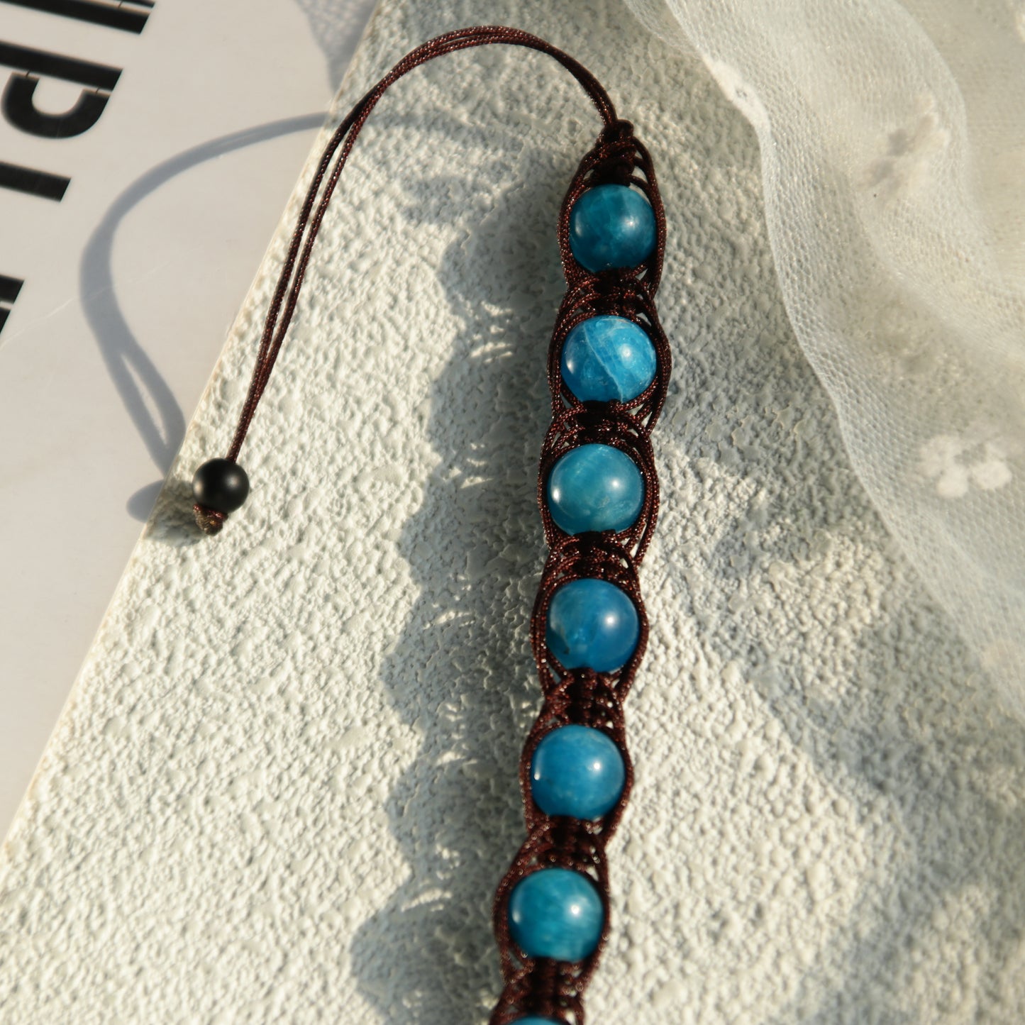 SB819 Blue Apatite Stone Eyelet Style Bracelet