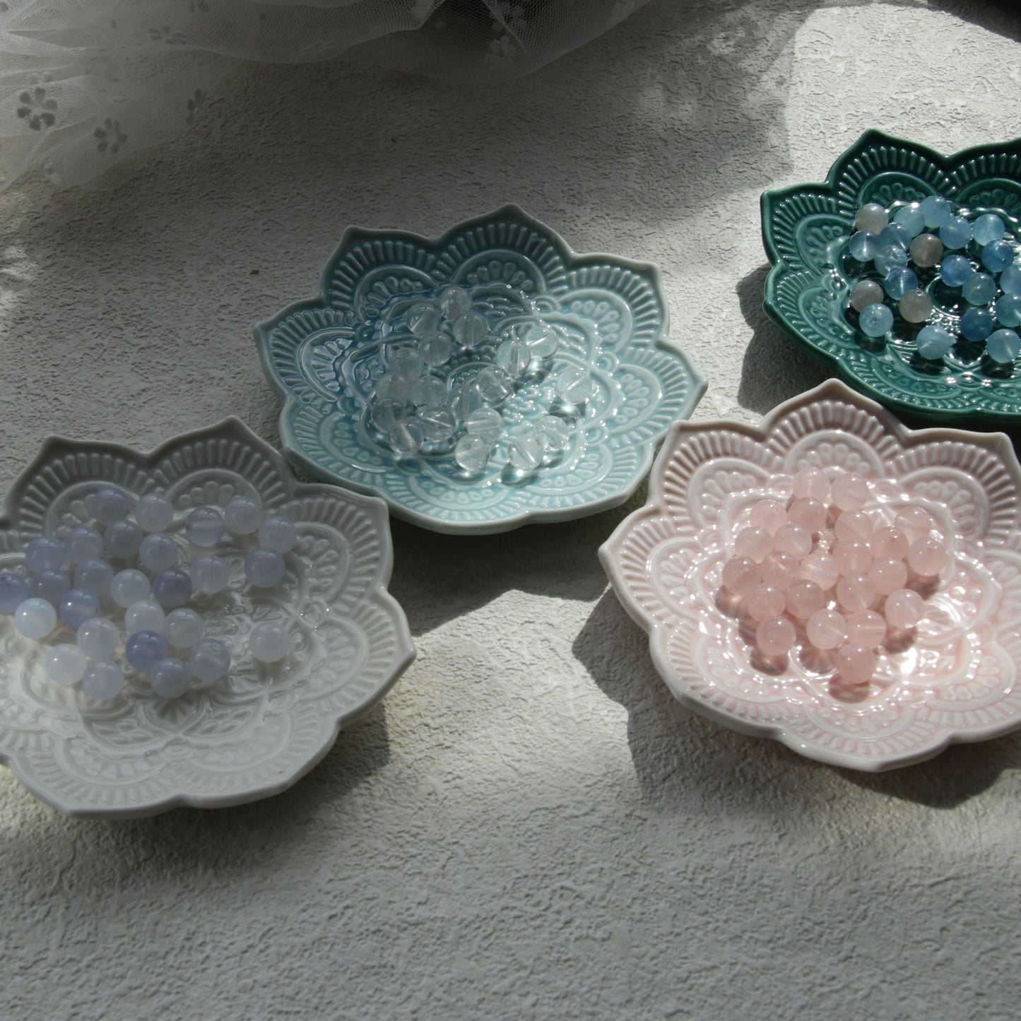 Lotus Plate Porcelain Dish Ceramic Jewelry Tray for Rings, Trinket Holder, Desk Decor Organizer