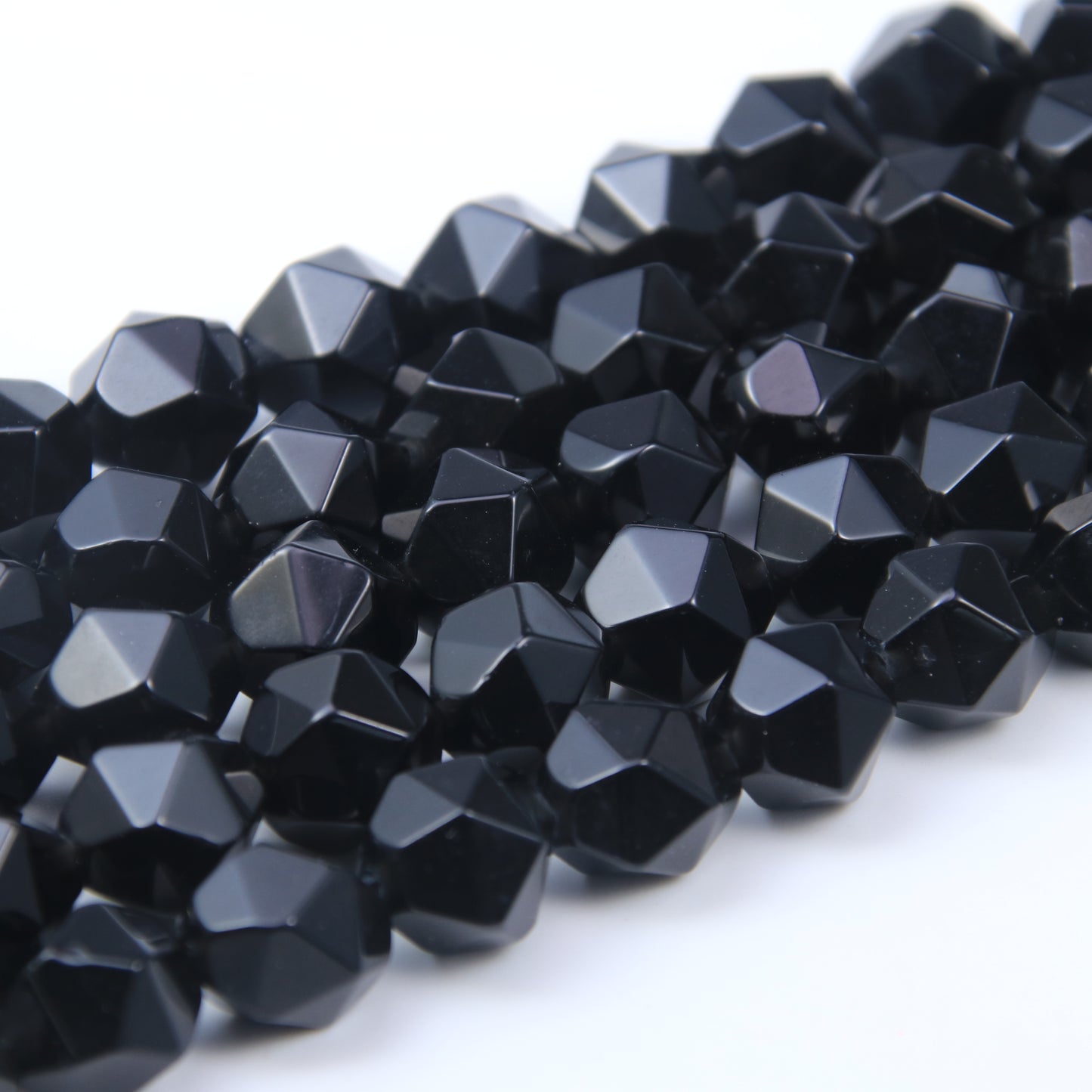 Black Obsidian Faceted Beads