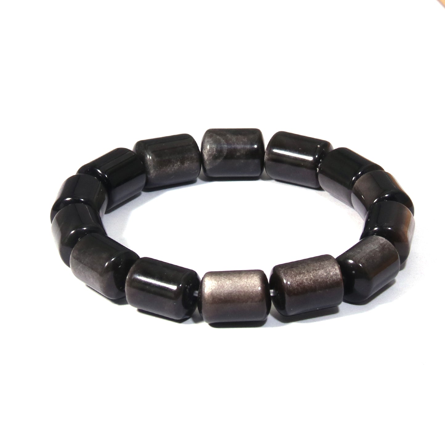 Bamboo-Patterned Silver Obsidian