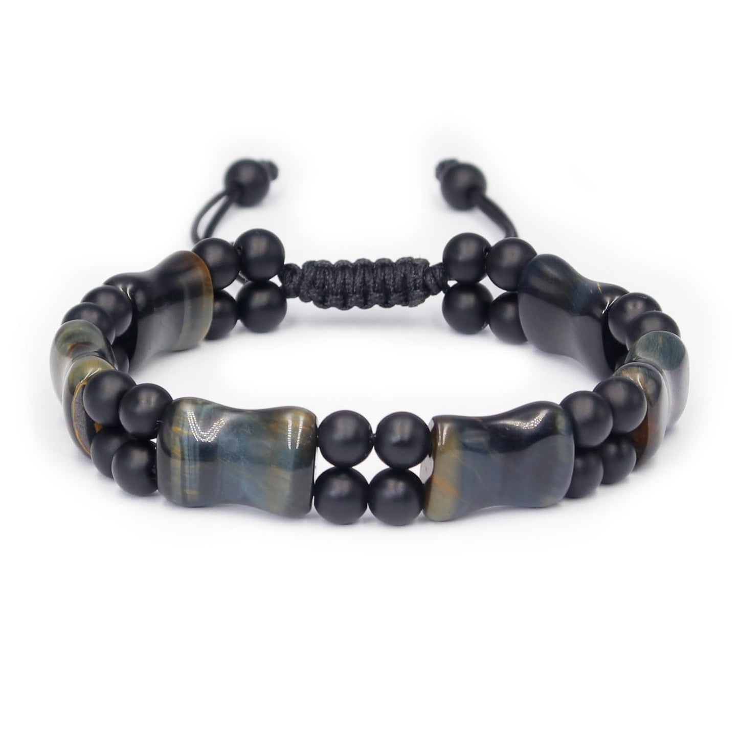 Handmade Tiger Eye  Black Onyx Stone Beads Prayer Mala Beads Bracelet for Men